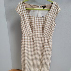 Ann Taylor Gingham Tweed Scoop Neck Sheath Dress
